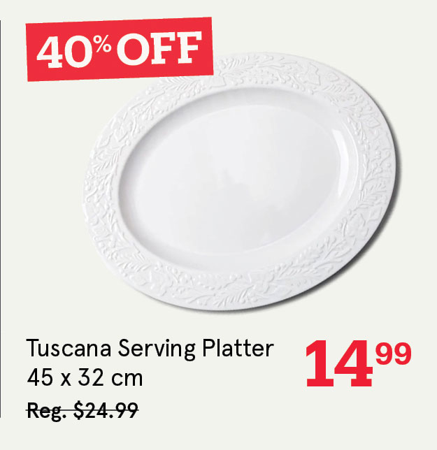 KSP Tuscana Embossed Serving Platter (White)