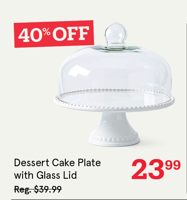 KSP Dessert Cake Plate with Glass Lid (White)