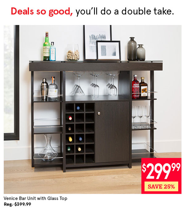 Venice Bar Unit with Glass Top (Espresso)