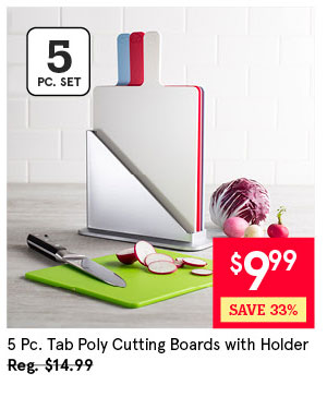Tab Cutting Boards with Holder - Set of 5 