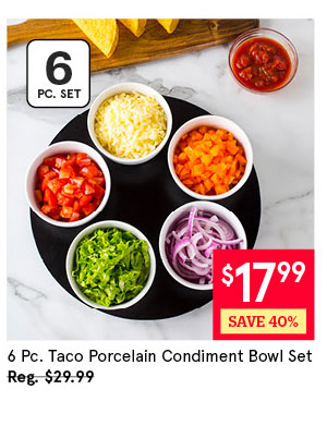  Taco Porcelain Condiment Bowl - Set of 6 