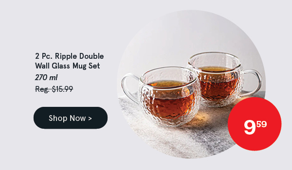 Ripple Double Wall Glass Mugs - Set/2