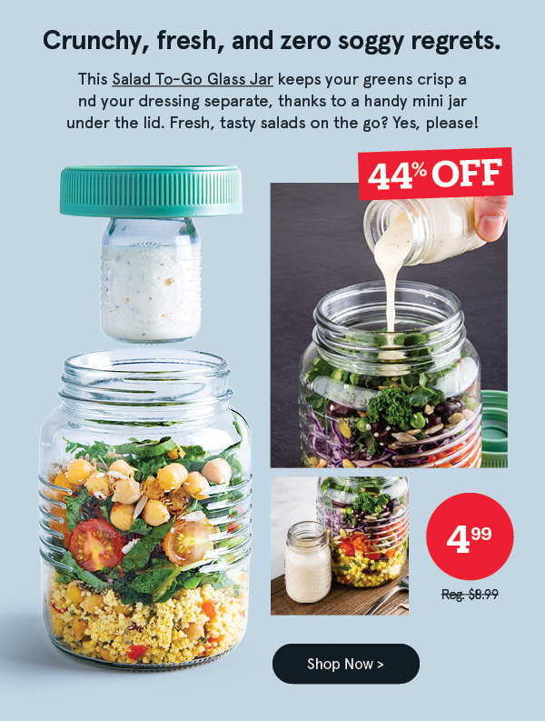 Salad To-Go Glass Salad Mason Jar