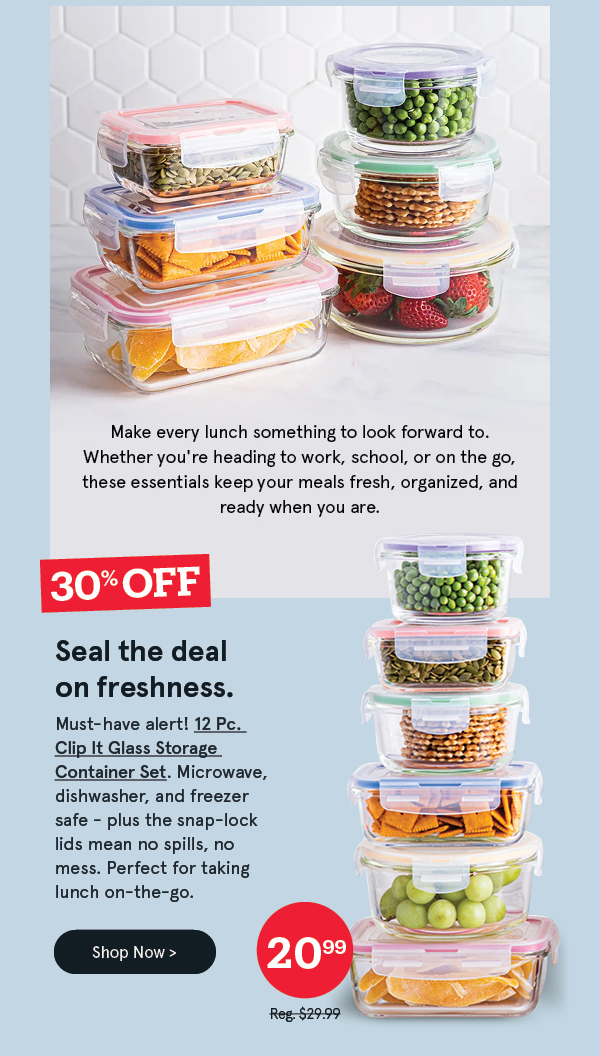 Clip It Glass Storage Container Combo Set of 12