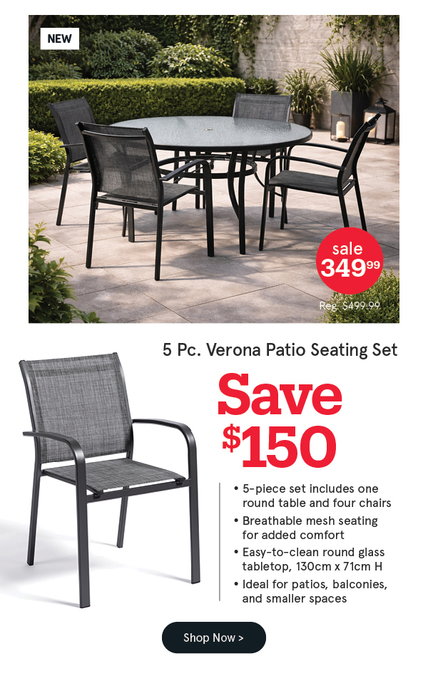 Verona 'Round' Patio Table and Chairs - Set of 5