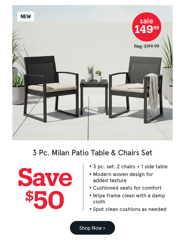 Milan Patio Table & Chairs - Set of 3