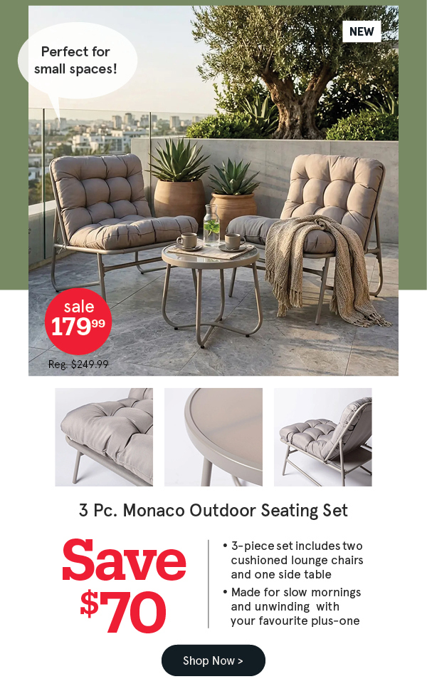 Monaco Outdoor Seating with Side Table - Set of 3