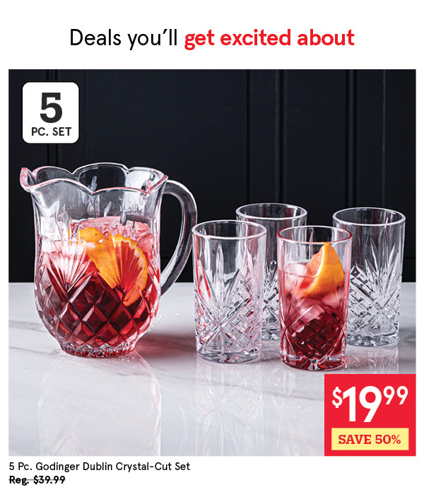 Godinger Dublin Crystal-Cut Pitcher & Highball Set/5