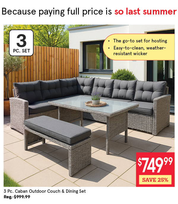 Caban Outdoor Couch & Dining Table - Set of 3