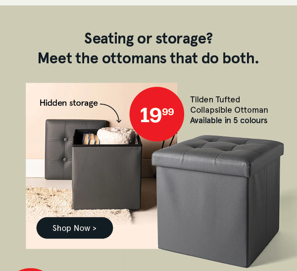 Tilden 'Leatherette' Tufted Collapsible Ottoman