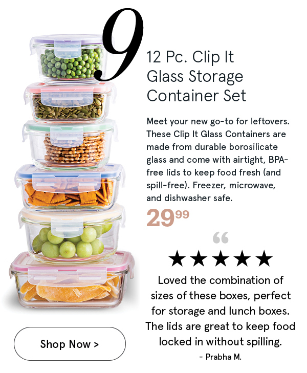 Clip It Glass Storage Container Combo Set of 12