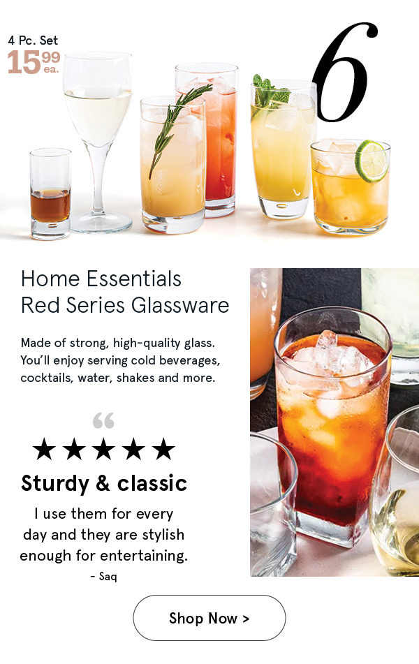 Home Essentials Red Series Glassware