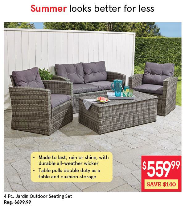 KSP JARDIN OUTDOOR SEATING W/TABLE SET/4 GREY