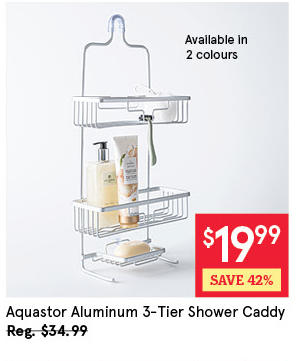 KSP AQUASTOR RUST-FREE ALUMINUM SHOWER CADDY 3-TIER 11.4" X 5" X 24.4" H SILVER
