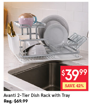 KSP AVANTI DISH RACK W/TRAY 2-TIER 20.5" X 15" X 11.5" ALUMINUM