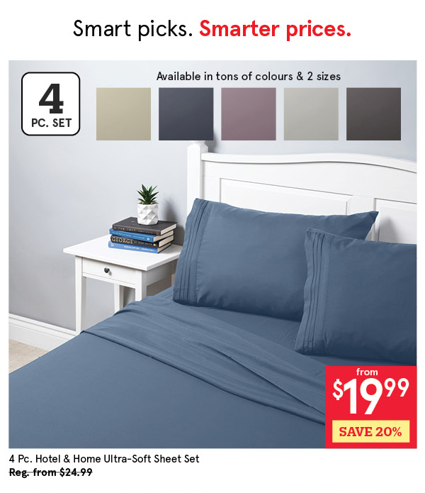 HOTEL & HOME ULTRA-SOFT 100% MICROFIBER SHEET "SOLID" SET/4 KING LIGHT GREY