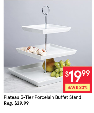 KSP PLATEAU PORCELAIN BUFFET STAND 3-TIER 17 X 21 X 25 CM SQ. WHITE