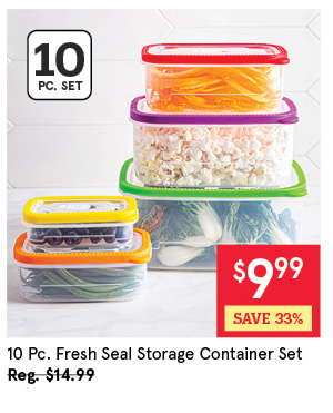 KSP FRESH SEAL STORAGE CONTAINER COMBO "RECTANGLE" SET/10 MULTI COLOUR