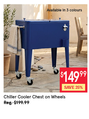 KSP CHILLER COOLER CHEST ON WHEELS "60 QT. / 56.7 L" 30" X 17" X 32" BLUE