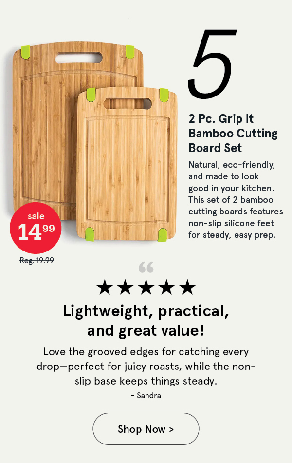 Grip It Bamboo Cutting Board with Silicone - Set of 2