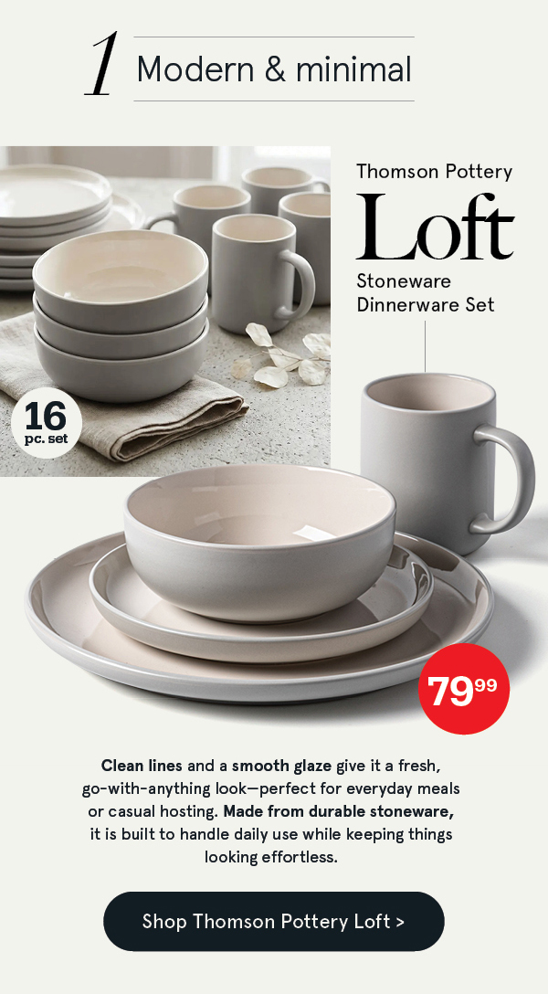 Thomson Pottery Loft Stoneware Dinnerware - Set of 16