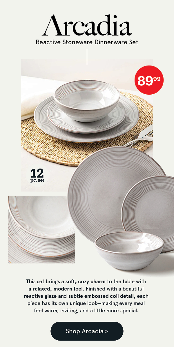 Arcadia Reactive Stoneware Dinnerware - Set of 12