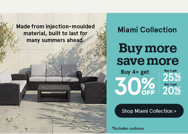 Miami Outdoor Seating Collection up to 30% off