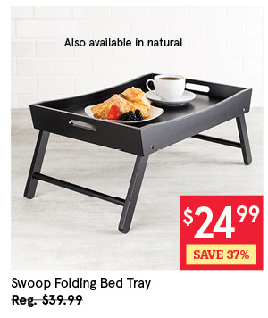 KSP SWOOP FOLDING BED TRAY 55 X 38 X 26 CM BLACK