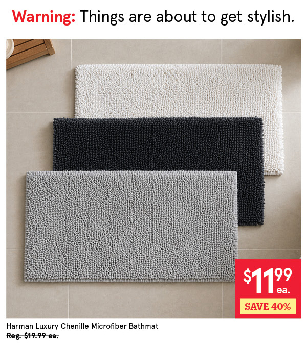 HARMAN LUXURY CHENILLE MICROFIBER BATHMAT 20" X 42" CHARCOAL