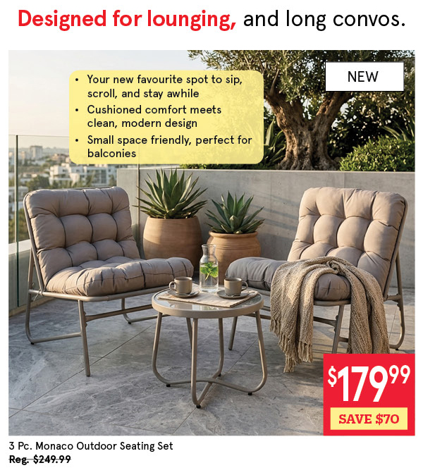 KSP MONACO OUTDOOR SEATING W/SIDE TABLE SET/3 TAUPE