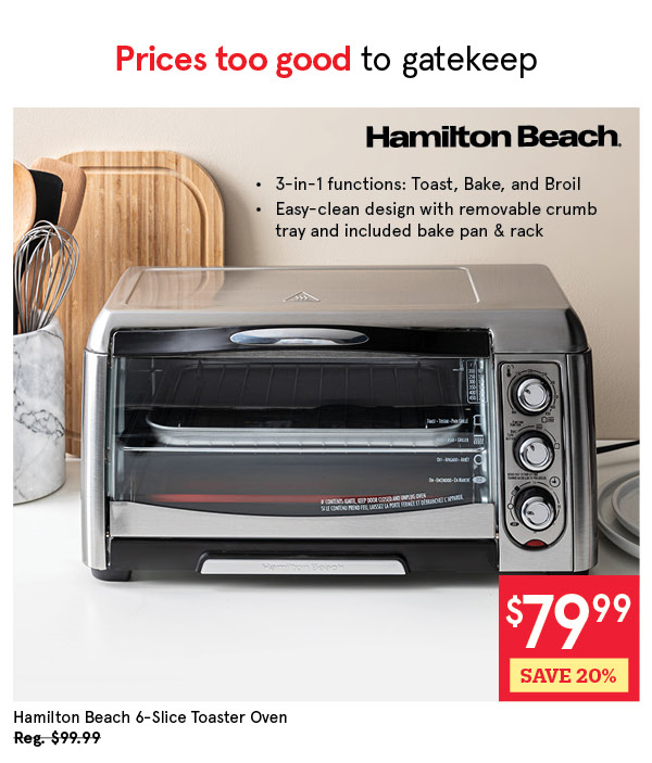 HAM.BEACH STAINLESS STEEL TOASTER OVEN 6-SLICE