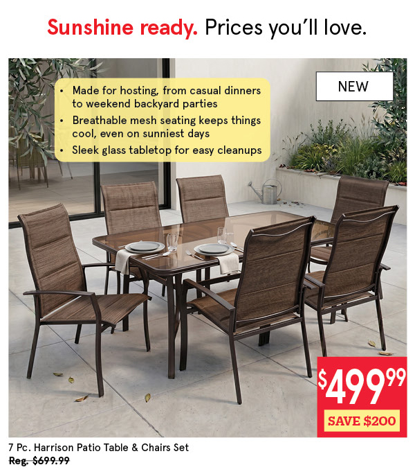KSP HARRISON PATIO TABLE+CHAIRS SET/7 183 X 100 X 74 CM H BROWN