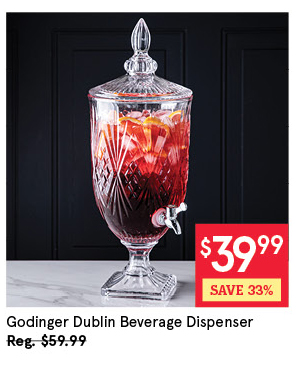 GODINGER DUBLIN CRYSTAL-CUT BEVERAGE DISPENSER 3.78 L / 128 OZ. CLEAR
