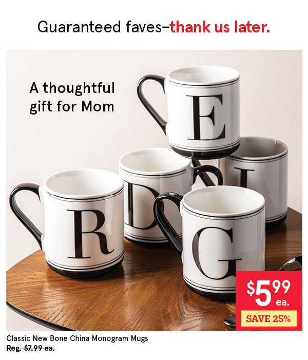 KSP CLASSIC NEW BONE CHINA MONOGRAM MUG "A" 370 ML / 12 OZ BLACK/WHITE