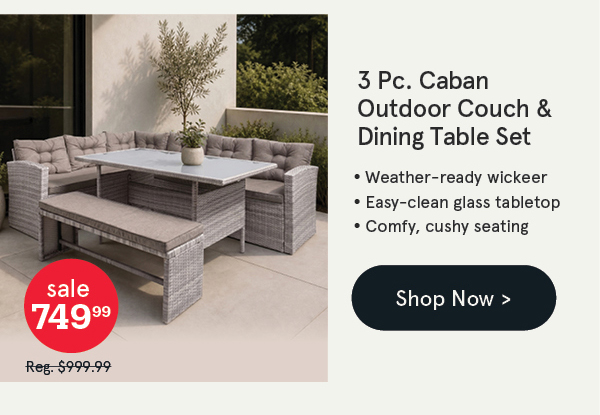 Caban Outdoor Couch & Dining Table - Set of 3
