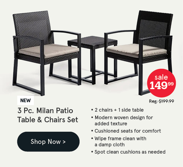Milan Patio Table & Chairs - Set of 3