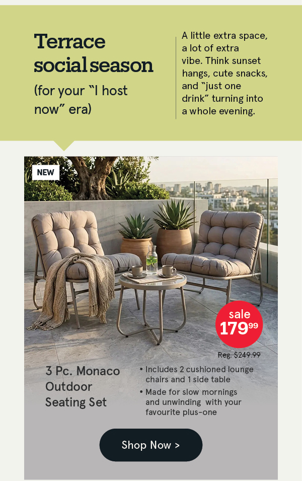 Monaco Outdoor Seating with Side Table - Set of 3 