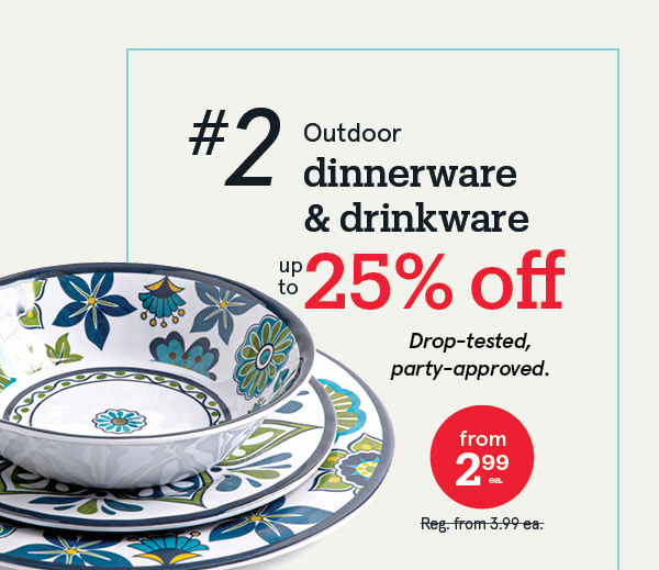  Outdoor Dinnerware 25% off