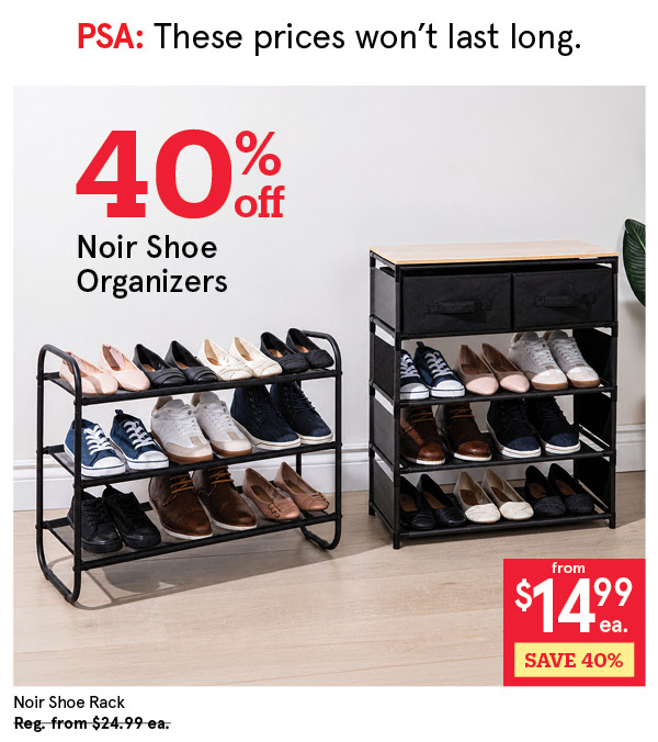 KSP NOIR 3-TIER SHOE RACK 76CM X 30 CM X 55 CM BLACK