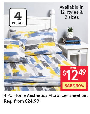 HOME AESTHETICS LUXURY 9500 PRINTED 100% MICROFIBER SHEET SET/4 QUEEN ASSTD.