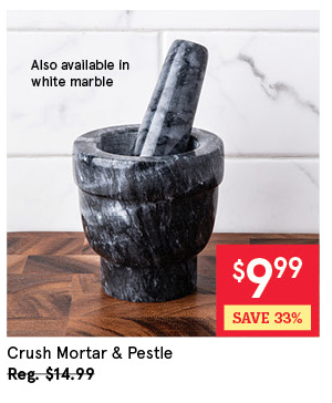 KSP CRUSH MORTAR+PESTLE "MARBLE" 8 CM DIA. X 8 CM WHITE