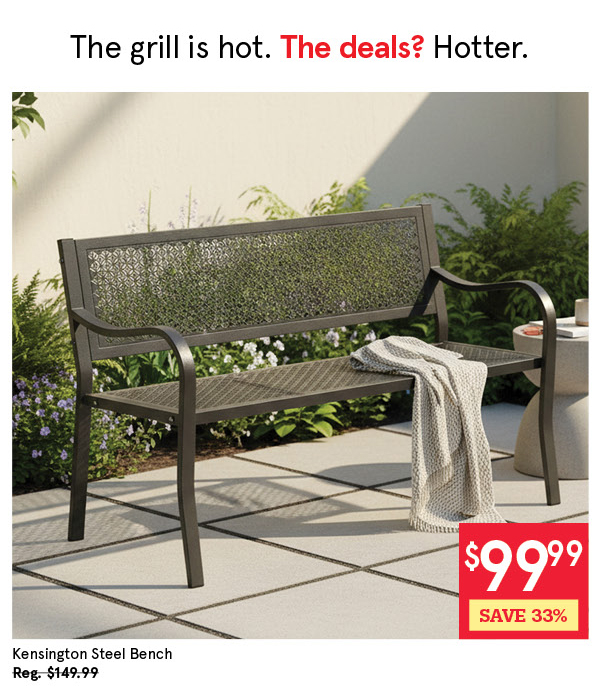 KSP KENSINGTON STEEL BENCH 128 CM X 79 CM BLACK