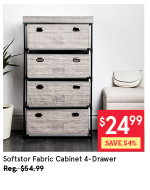 KSP SOFTSTOR FABRIC CABINET 4-DRAWER "LINEN LOOK" 55 X 30 X 100 CM GREY