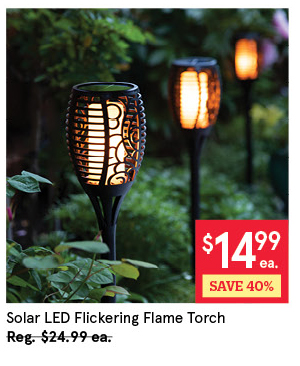 KSP SOLAR LED FLICKERING FLAME TORCH 4.5" DIA. X 31" BLACK