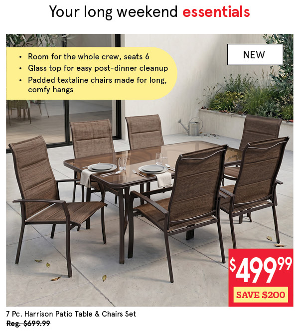 KSP HARRISON PATIO TABLE+CHAIRS SET/7 183 X 100 X 74 CM H BROWN
