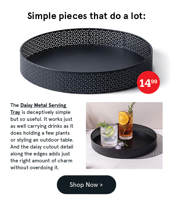 Daisy Metal Round Serving Tray