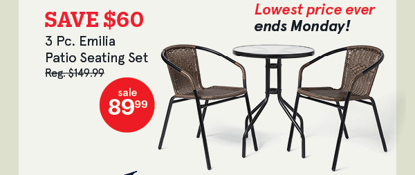 Emilia Patio Table and Chairs - Set of 3