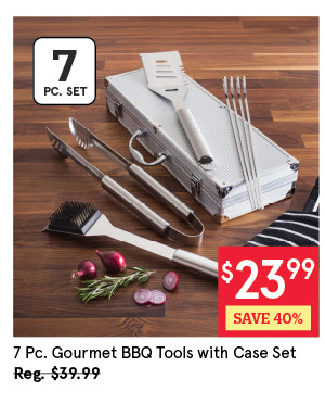 KSP GOURMET BBQ TOOLS W/ALUMINUM CASE SET/7 ST/STEEL