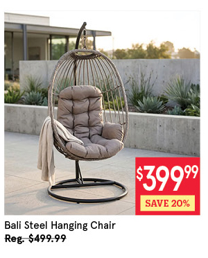 KSP BALI STEEL HANGING CHAIR 94 X 194 CM GREY