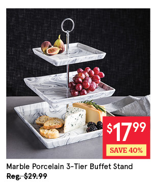 KSP MARBLE PORCELAIN BUFFET STAND 3-TIER 17 X 21 X 25 CM SQ. WHITE/GREY